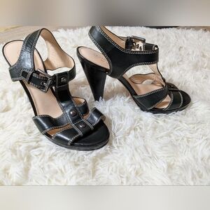 Black Ginger Peep Toe Pump, Coach, Size 6